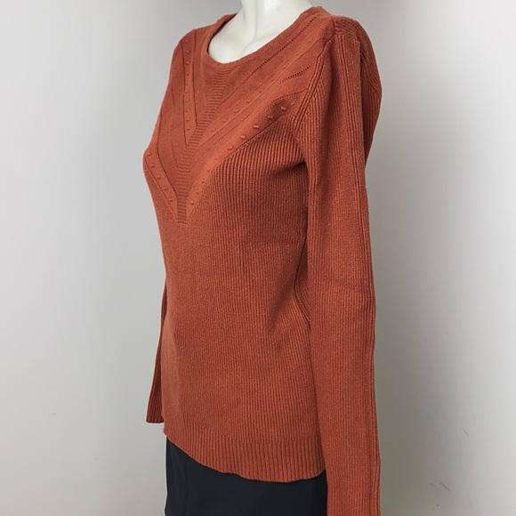 Cyrus Rust Orange Ribbed Knit Stretch Sweater Size M - Picture 5 of 11